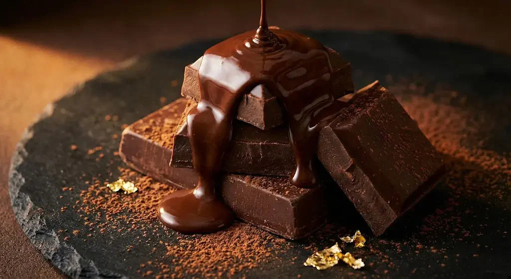 Cioccolato puro e fondente solido e liquido