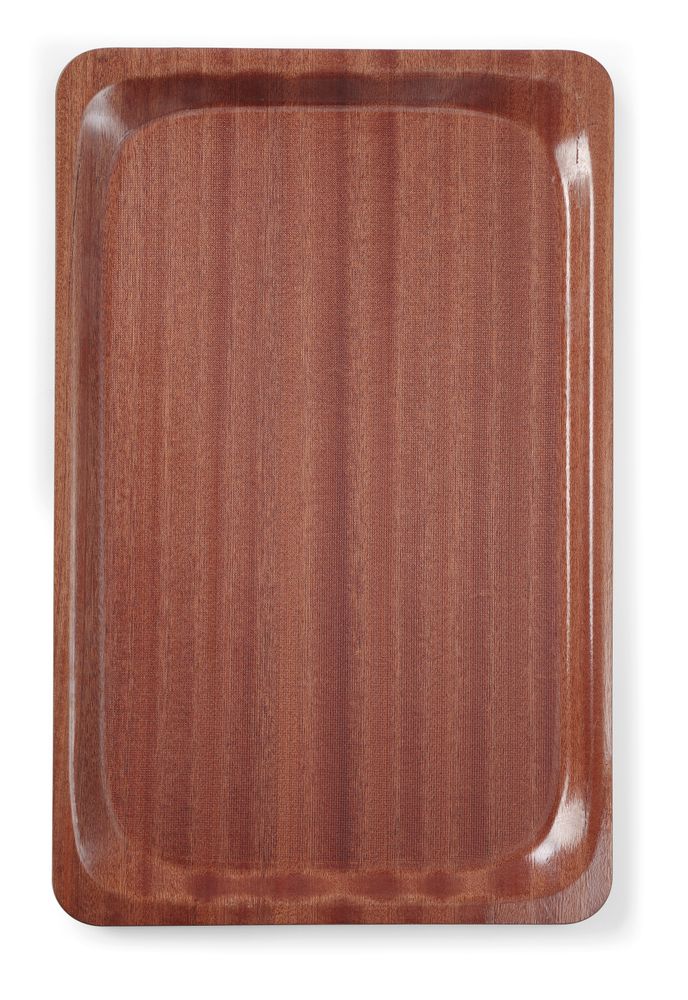 Vassoio da servizio, rettangolare, antiscivolo, laminato, AmerBox, GN 1/1, Mogano, 325x530mm