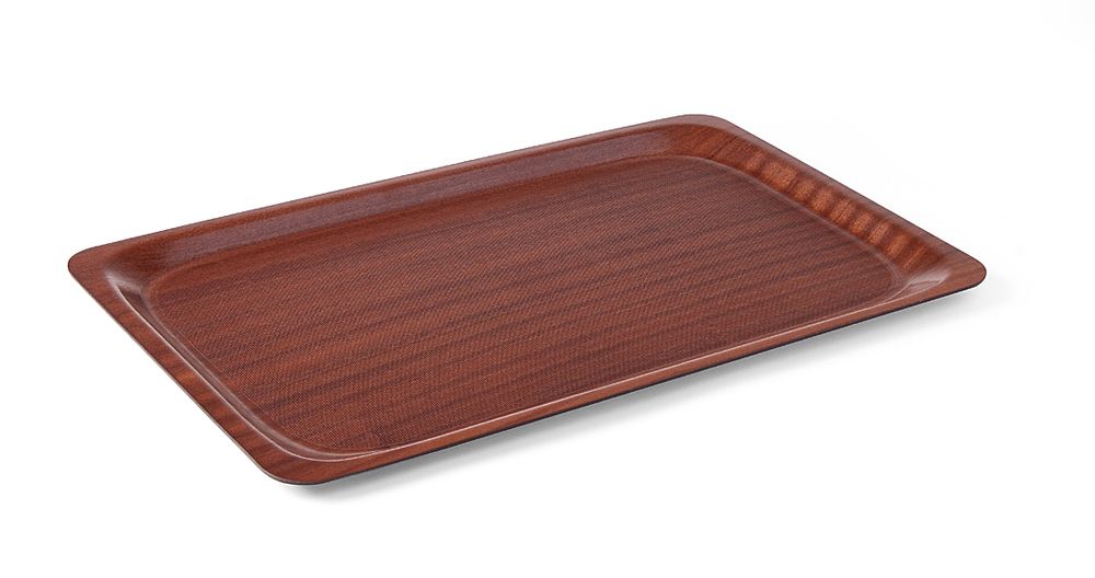 Vassoio da servizio, rettangolare, antiscivolo, laminato, AmerBox, Mogano, 330x430mm