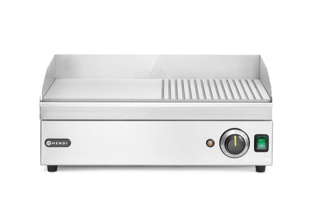 Fry top metà rigata, HENDI, Kitchen Line, 220-240V/2400W, 527x404x(H)233mm