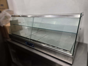 Vetrina riscaldata inox e vetro, 2 piani 140x63x55