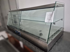 Vetrina riscaldata inox e vetro, 2 piani 140x63x55