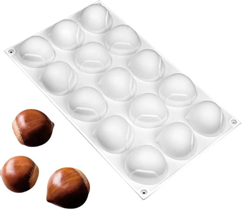 Stampo Silicone Mini Castagna Nocciola 15 Impronte Monoporzione