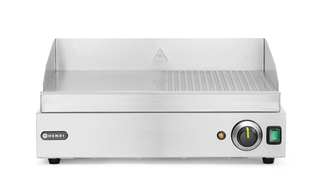 Fry top metà rigata, HENDI, Profi Line, 1/2 liscia, 1/2 rigata, 230V/2400W, 527x404x(H)233mm