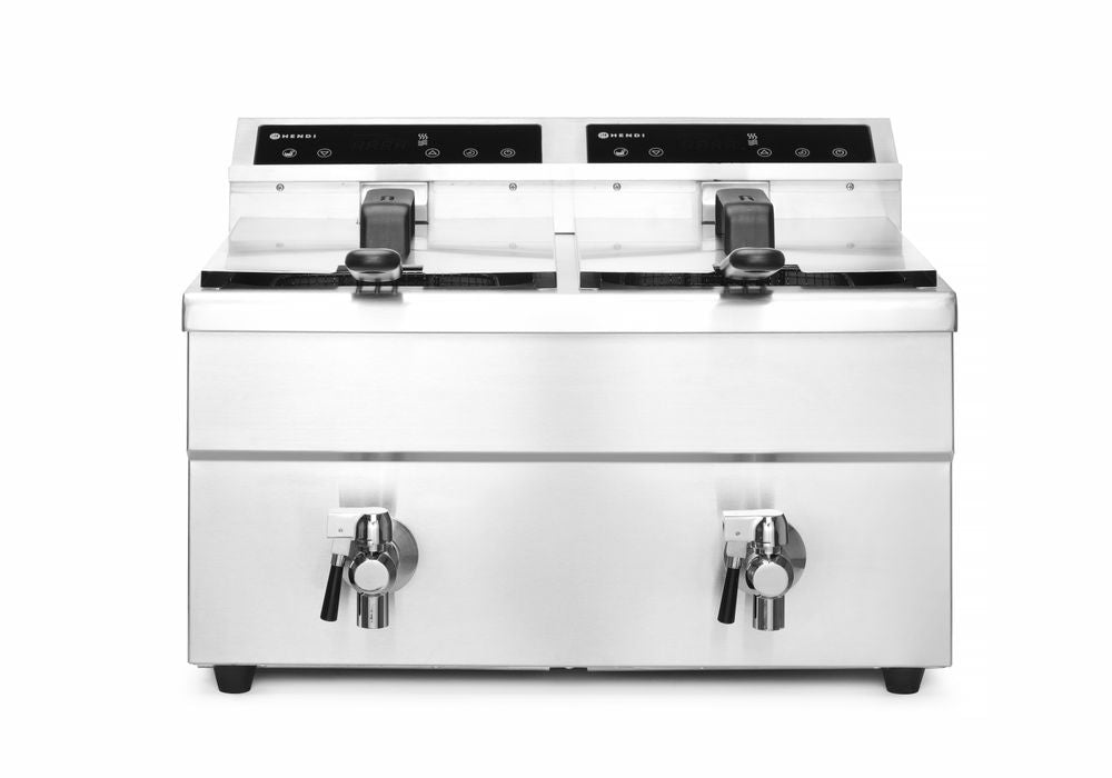 Friggitrice ad induzione con rubinetti di scarico - 2 x 8 l, HENDI, Profi Line, 16L, 230V/7000W, 577x609x(H)410mm