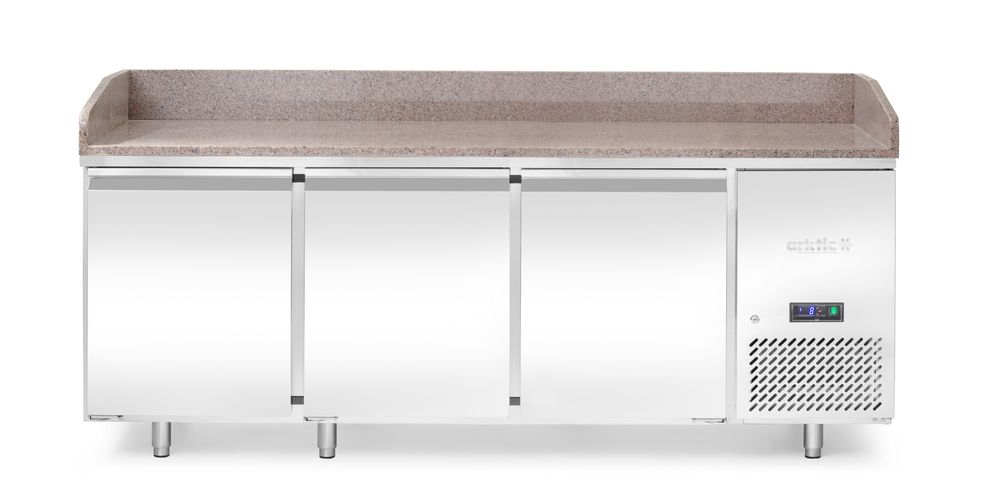 Banco pizza con piano di lavoro in granito, 3 porte, Arktic, 375L, Granito, 230V/400W, 2010x800x(H)875mm