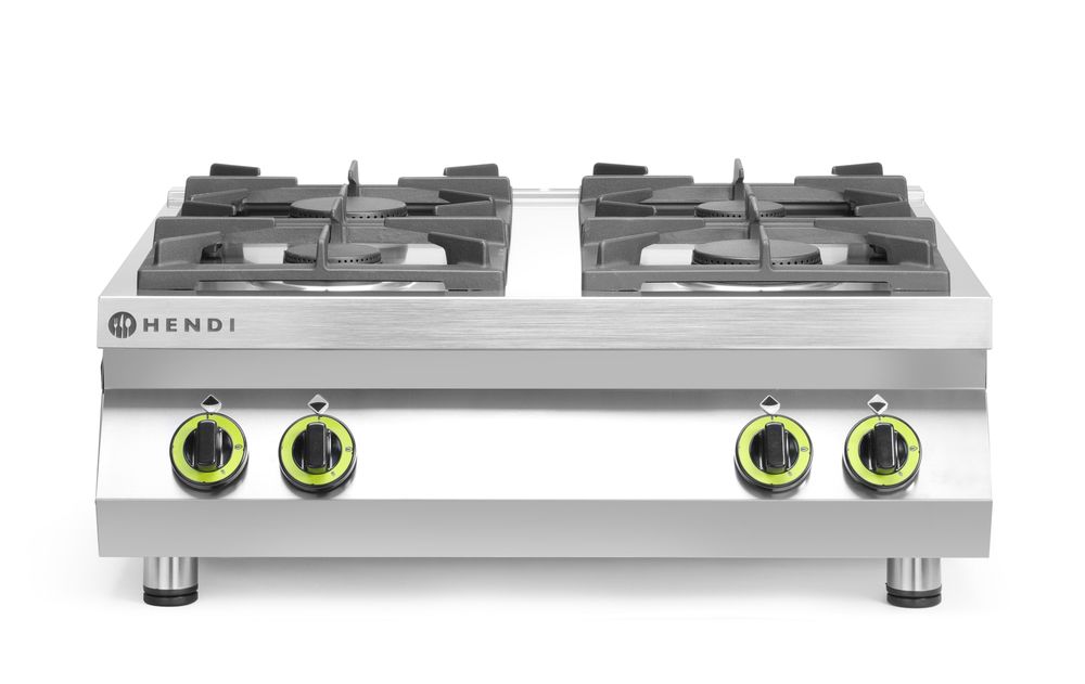 Linea cucina a 4 fuochi per cucina a gas - piano del tavolo, HENDI, Kitchen Line, 19kW, 800x700x(H)310mm