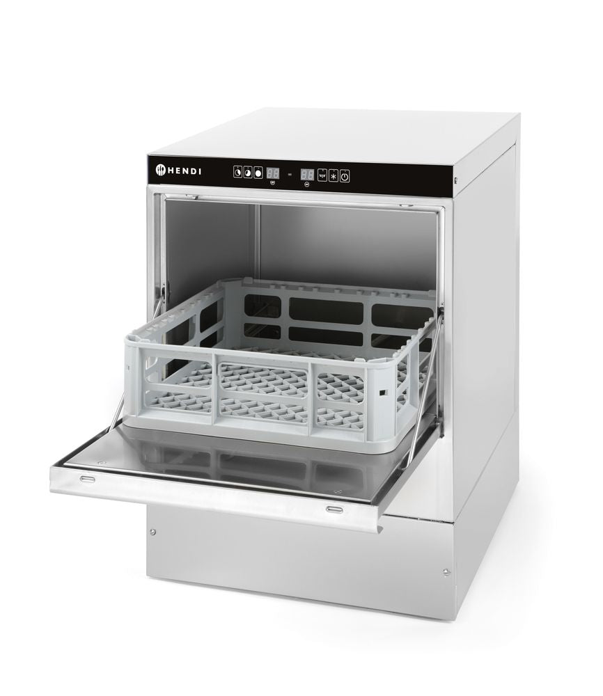 Lavabicchieri 40x40, controllo elettromeccanico, HENDI, Con pompa di scarico e detergente, 230V/2800W, 470x510x(H)710mm