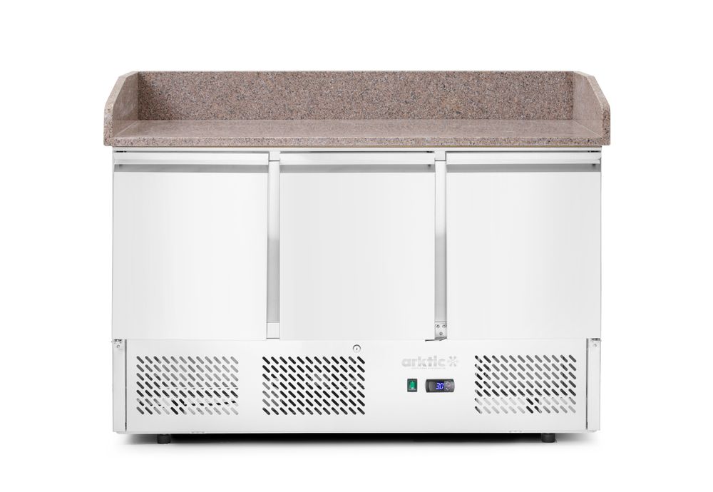 Banco da pizza con tre porte e vetrinetta refrigerata 380+40L, Arktic, 254L, 230V/400W, 1400x700x(H)1491mm