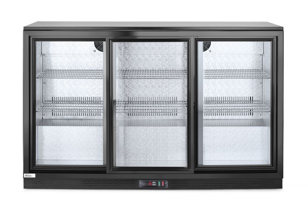Frigorifero per barra posteriore con porte scorrevoli triple, Arktic, 254L, Nero, 220-240V/160W, 1350x520x(H)865mm
