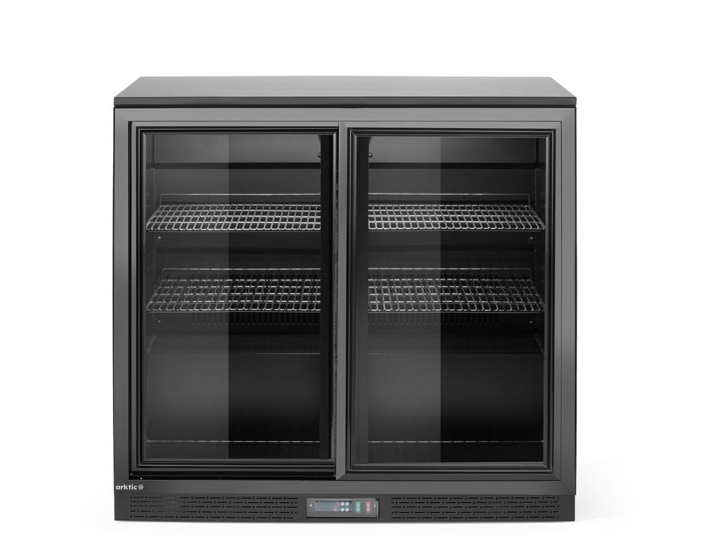 Frigorifero per bar posteriore con doppie porte scorrevoli, Arktic, 158L, Nero, 220-240V/160W, 900x520x(H)870mm