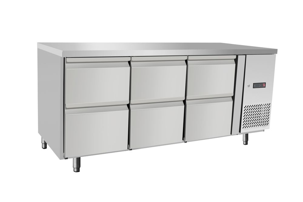 Bancone refrigerato, con 6 cassetti, Arktic, 420L, 230V/400W, 1795x700x(H)879mm
