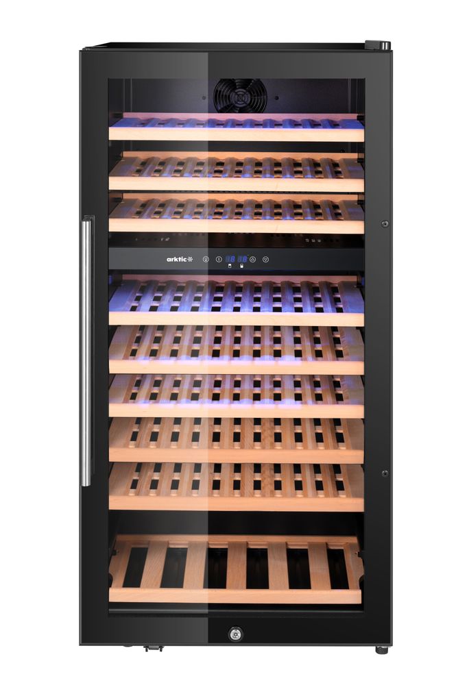 Frigorifero per vini, 2 zone, 91 bottiglie, Arktic, 230L, Nero, 569x595x(H)1215mm