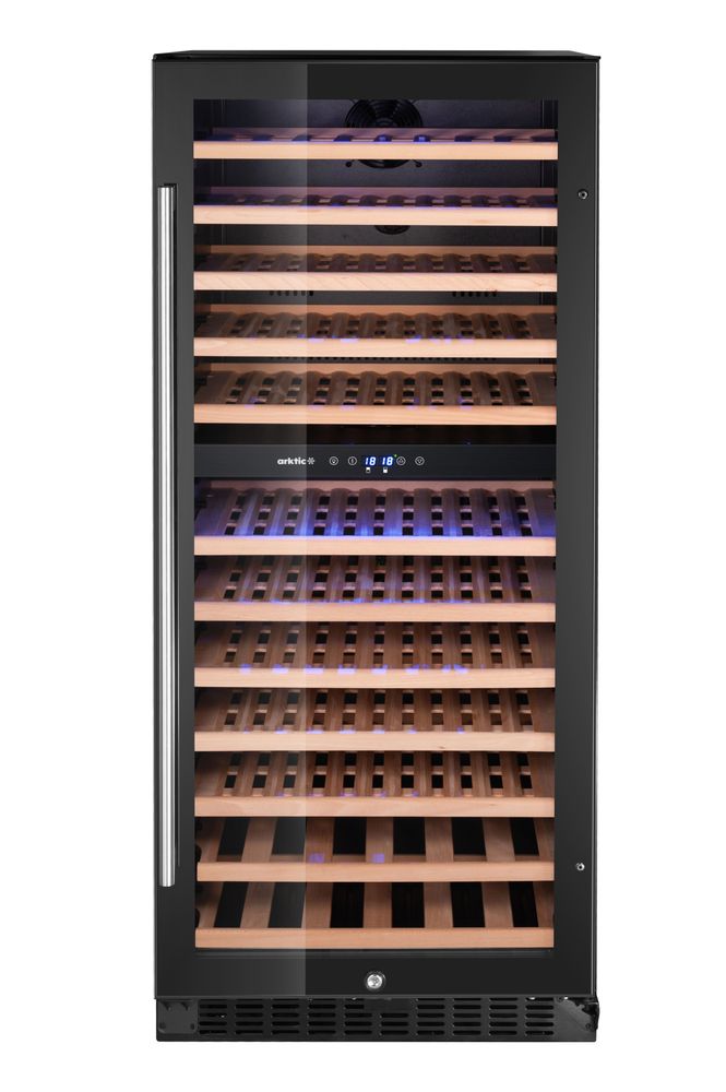 Frigorifero per vini, 2 zone, 124 bottiglie, Arktic, 265L, Nero, 570x595x(H)1400mm