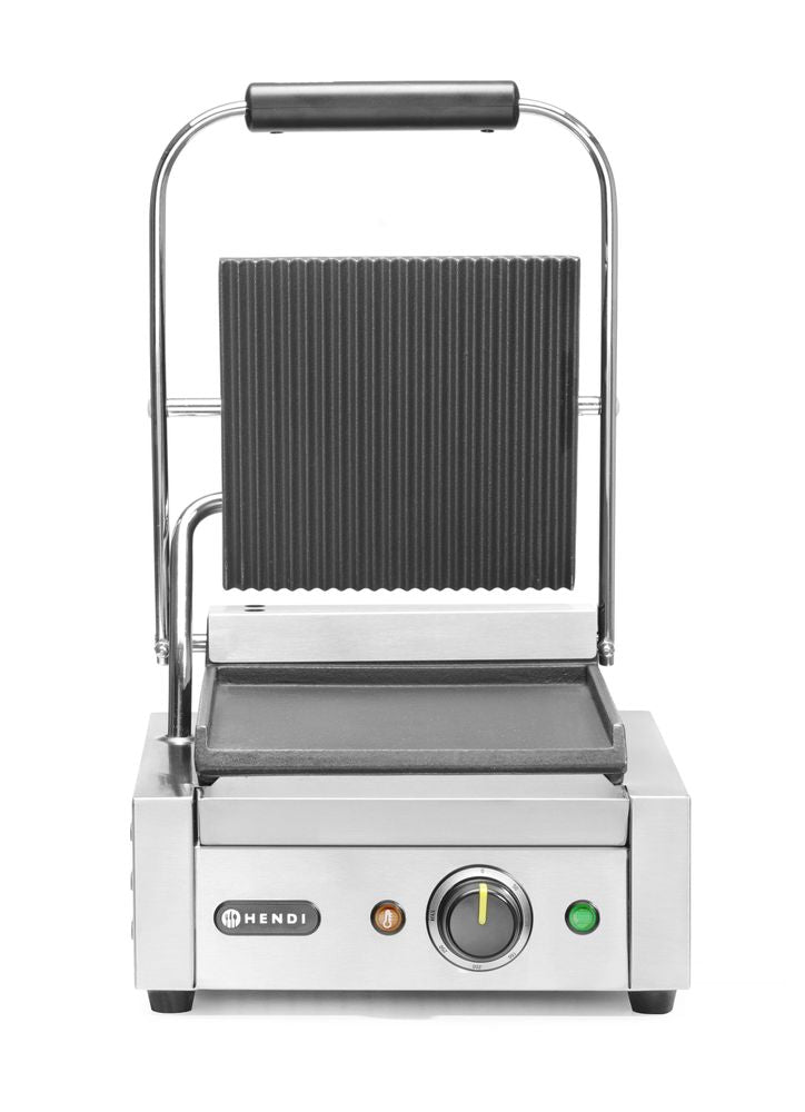 Piastra panini - versione singola, HENDI, sopra rigata e sotto liscia, 230V/1800W, 310x375x(H)216mm