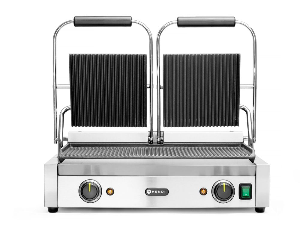 Piastra panini - versione doppia, HENDI, sopra e sotto rigata, 230V/3600W, 570x375x(H)216mm