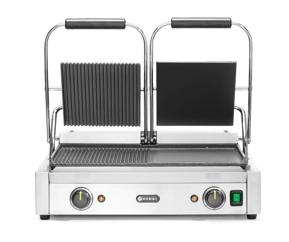 Piastra panini - versione doppia, HENDI, sinistra grigliata - destra lucida, 230V/3600W, 570x375x(H)216mm