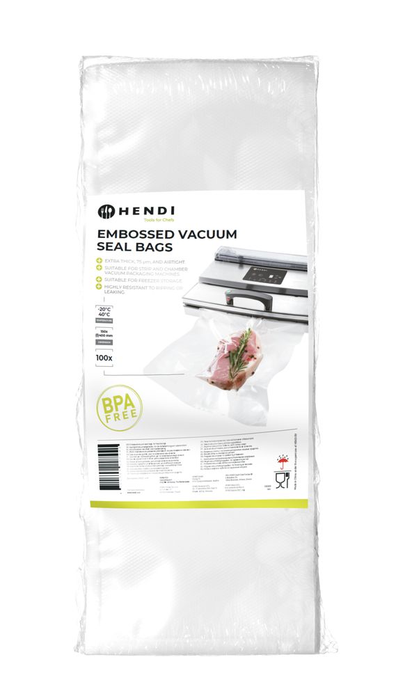 Sacchetti con sigillo sottovuoto goffrato, HENDI, 100 pezzi, 150x400mm