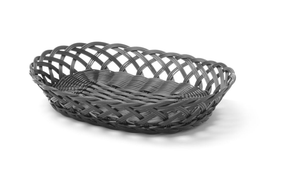 Cestini con bordi intrecciati, HENDI, Ovale, Nero, 320x230x(H)55mm