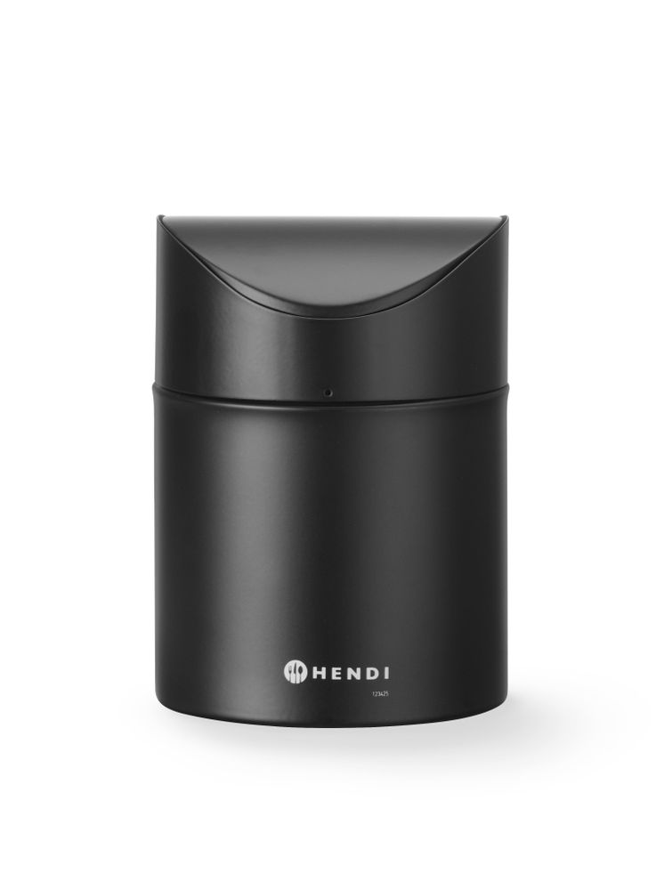 Cestino per rifiuti da tavolo con coperchio oscillante, HENDI, 1,2L, Nero, ⌀120x(H)165mm