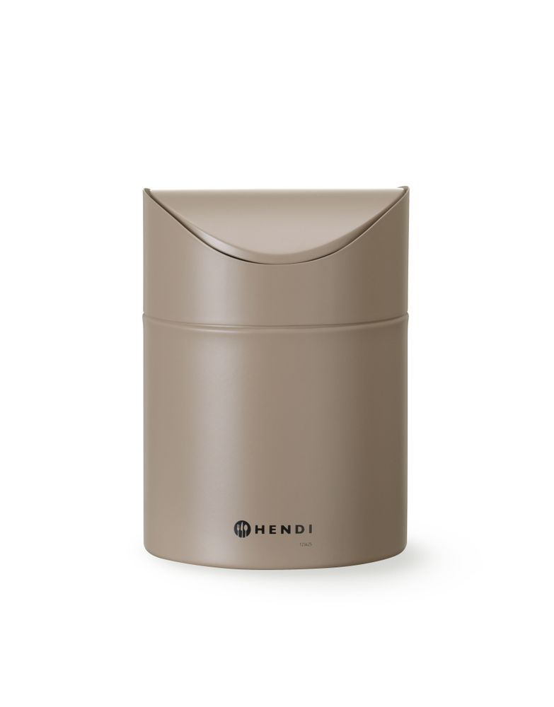 Cestino per rifiuti da tavolo con coperchio oscillante, HENDI, 1,2L, Beige, ⌀120x(H)165mm