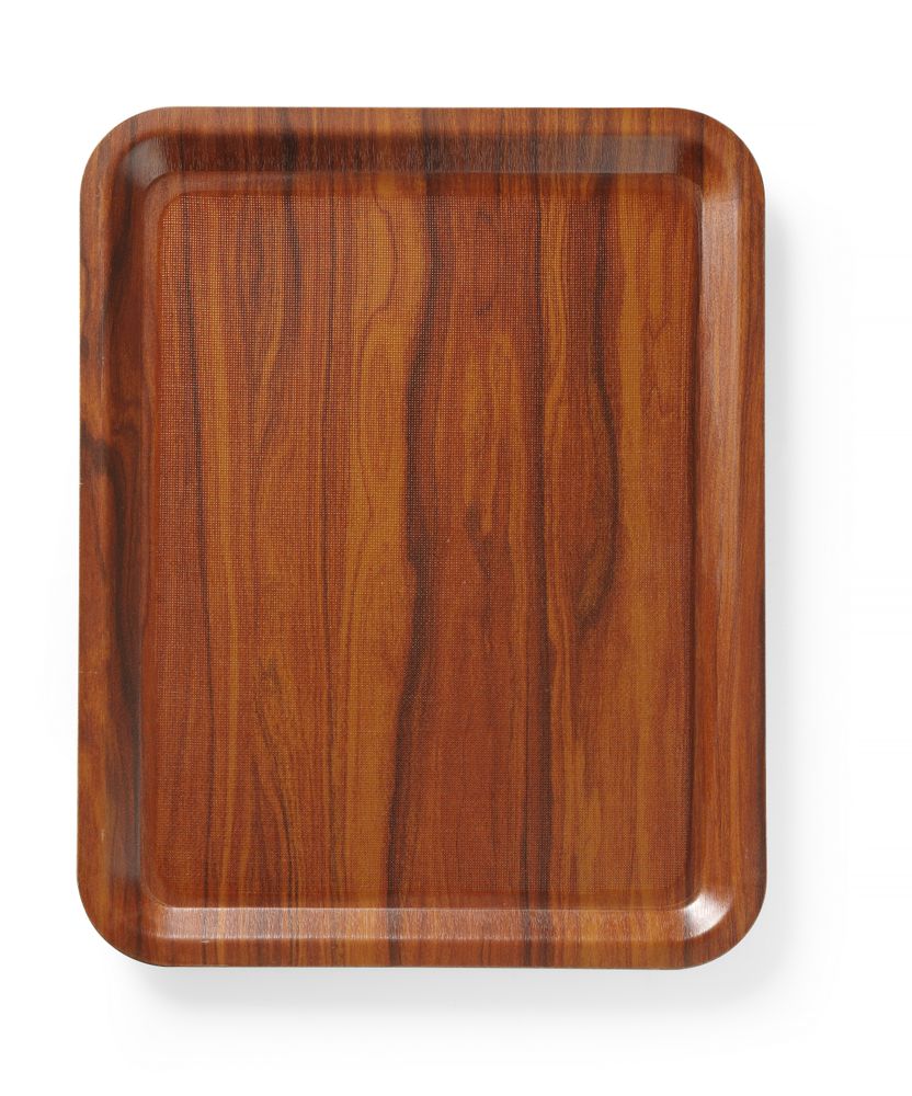 Vassoio da servizio, rettangolare, antiscivolo, laminato, AmerBox, Mogano, 460x360mm