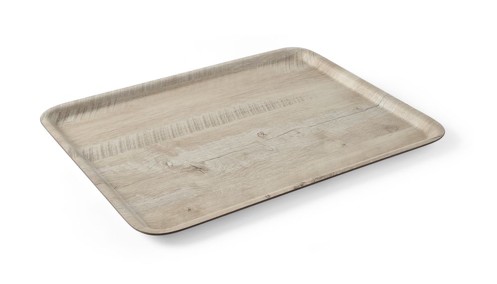 Vassoio da servizio in melamina con stampa tipo legno, AmerBox, Legno chiaro, 370x530mm