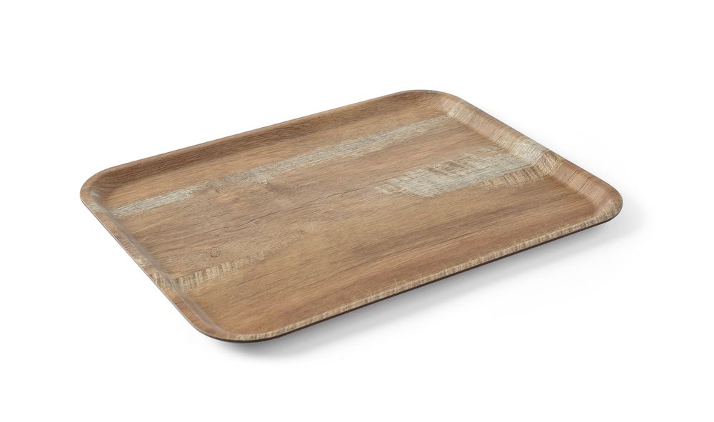Vassoio da servizio in melamina con stampa tipo legno, AmerBox, Legna, 370x530mm