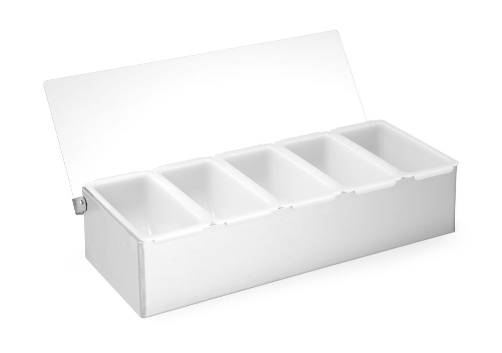 Portacondimenti, BarUp, 5 contenitori, 375x140x(H)90mm