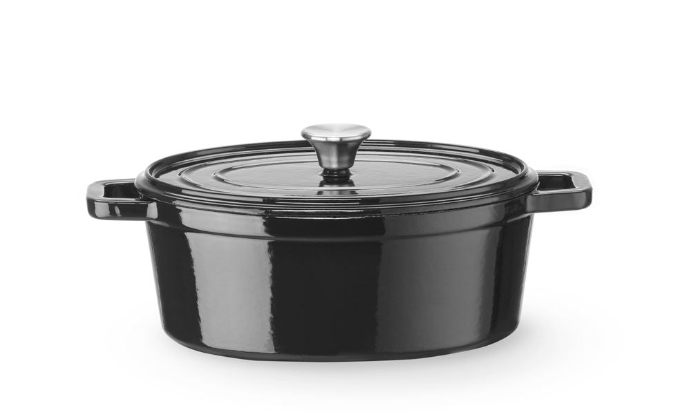 Casseruola in ghisa vetrificata., HENDI, 4,4L, Nero, 365x290x(H)115mm