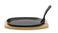 Piatto in ghisa con sottostrato e gripper in legno., HENDI, Nero, 280x143x(H)33mm, Ovale