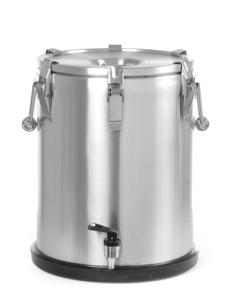 Contenitore portatile isolato – con rubinetto, HENDI, Profi Line, 25L, Argento, ⌀330x(H)430mm
