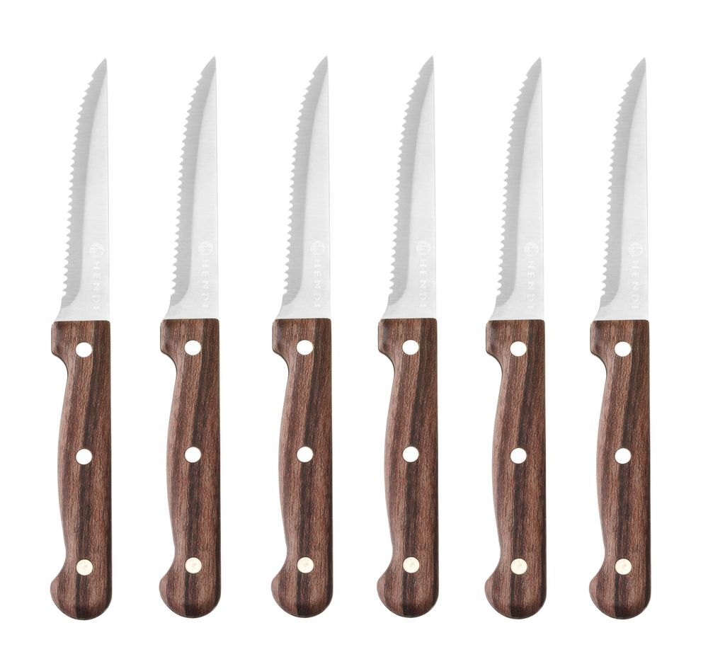 Coltello da bistecca - 6 pezzi, HENDI, Profi Line, Marrone, 6 pezzi, (L)210mm