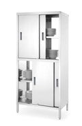 Armadio passante con divisorio e porte scorrevoli - bullonato, HENDI, Kitchen Line, 1000x600x(H)1800mm