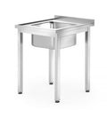 Tavolo con lavello – imbullonato, profondità 600 mm, HENDI, Profi Line, Lavello al centro, 600x600x(H)850mm