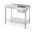 Tavolo lavello con ripiano – bullonato, profondità 600 mm, HENDI, Profi Line, lato destro, 1000x600x(H)850mm