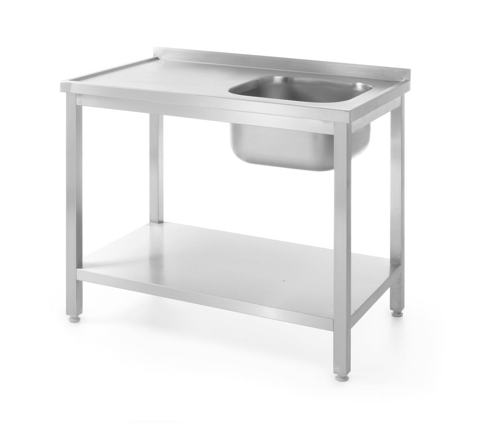 Tavolo lavello con ripiano – bullonato, profondità 600 mm, HENDI, Profi Line, lato destro, 1000x600x(H)850mm