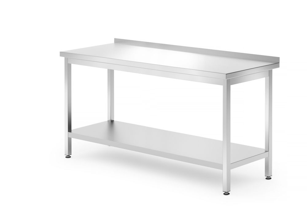Tavolo a parete con ripiano - bullonato, profondità 700 mm, HENDI, Profi Line, 1600x700x(H)850mm