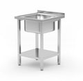 Tavolo lavello con ripiano, imbullonato, HENDI, Kitchen Line, lavandino al centro, 600x600x(H)850mm