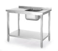 Tavolo lavello con ripiano, imbullonato, HENDI, Kitchen Line, Lavello sul lato destro, 800x600x(H)850mm