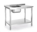 Tavolo lavello con ripiano, imbullonato, HENDI, Kitchen Line, Lavello sul lato sinistro, 800x600x(H)850mm