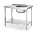 Tavolo lavello con ripiano, imbullonato, HENDI, Kitchen Line, 1000x600x(H)850mm