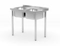 Tavolo con 2 lavandini - imbullonato, HENDI, Kitchen Line, 1000x600x(H)850mm
