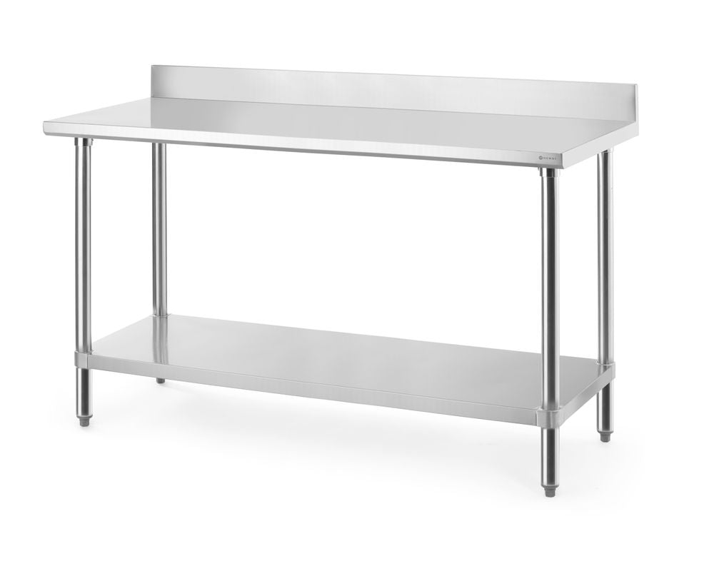 Tavolo da lavoro con alzatina paraschizzi, HENDI, Budget Line, 1600x600x(H)950mm