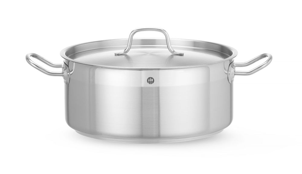Pentola per stufato bassa - con coperchio, HENDI, Profi Line, 7,5L, ⌀280x(H)120mm
