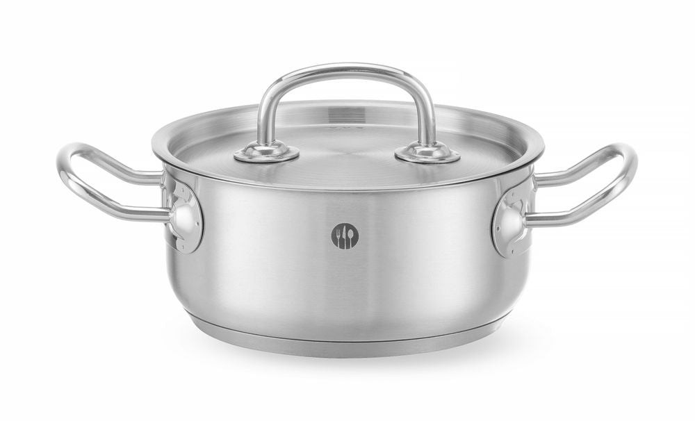 Pentola per stufato bassa - con coperchio, HENDI, Kitchen Line, 1,4L, ⌀160x(H)75mm