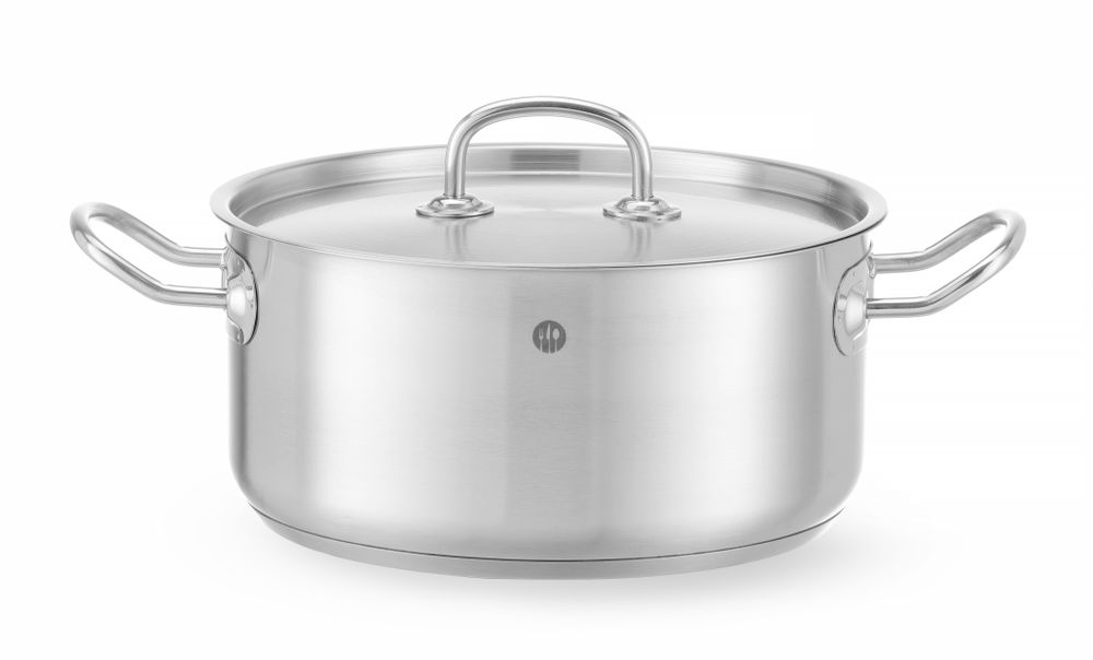 Pentola per stufato bassa - con coperchio, HENDI, Kitchen Line, 4,9L, ⌀240x(H)110mm