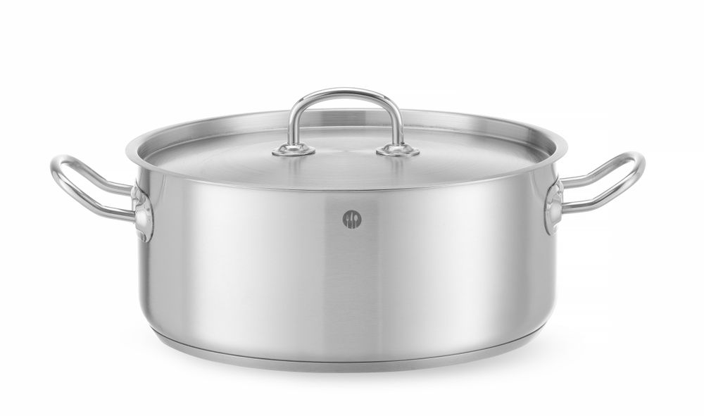 Pentola per stufato bassa - con coperchio, HENDI, Kitchen Line, 7,3L, ⌀280x(H)120mm
