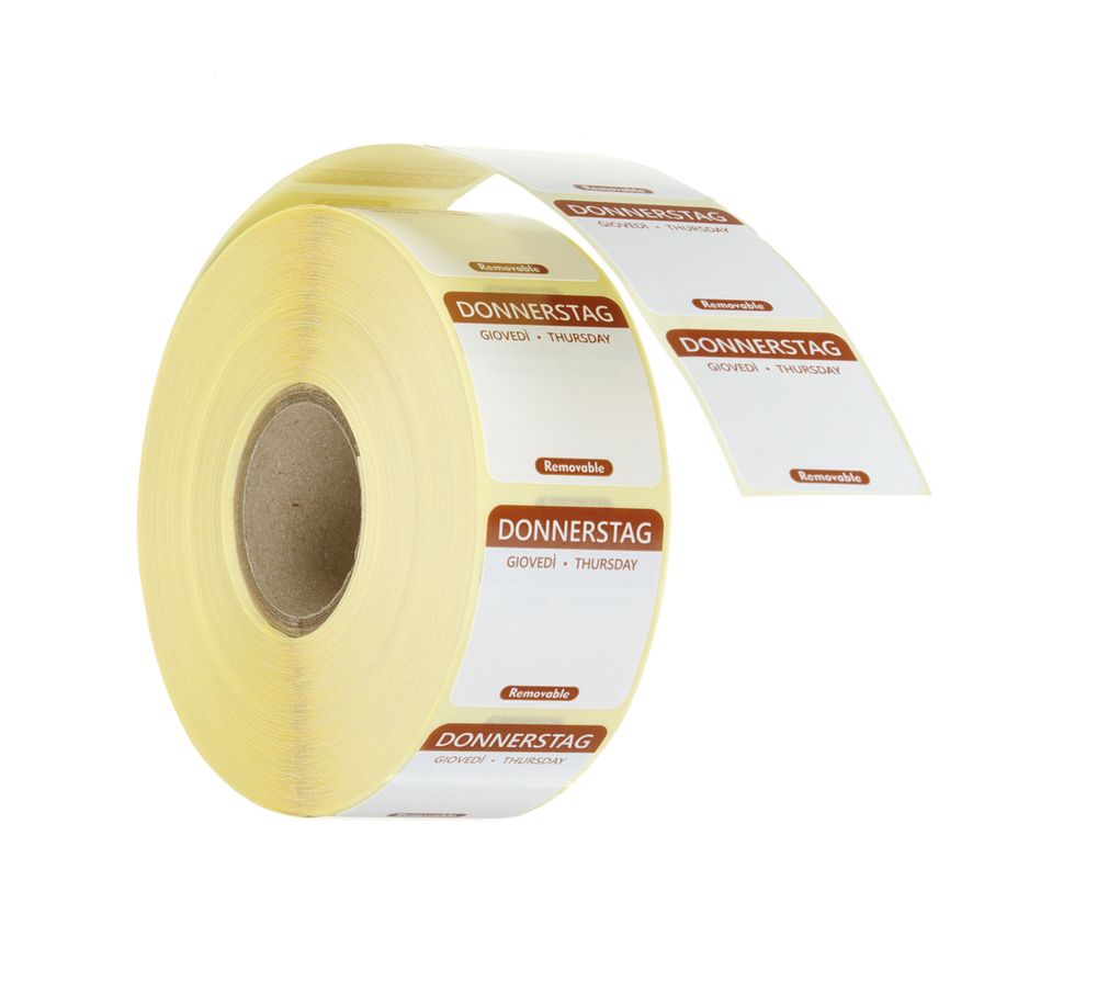 Etichette di sicurezza alimentare giornaliere, multiuso, facilmente rimovibili, HENDI, Giovedì, Marrone, 1000 pezzi, 25x25mm