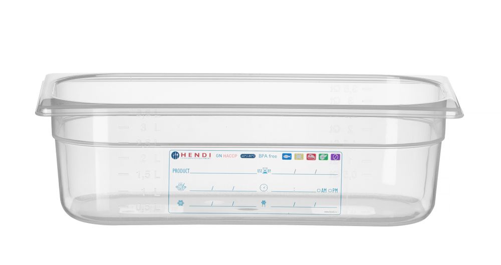 Contenitore Gastronorm 1/3, HENDI, GN 1/3, 4L, Trasparente, 325x176x(H)100mm